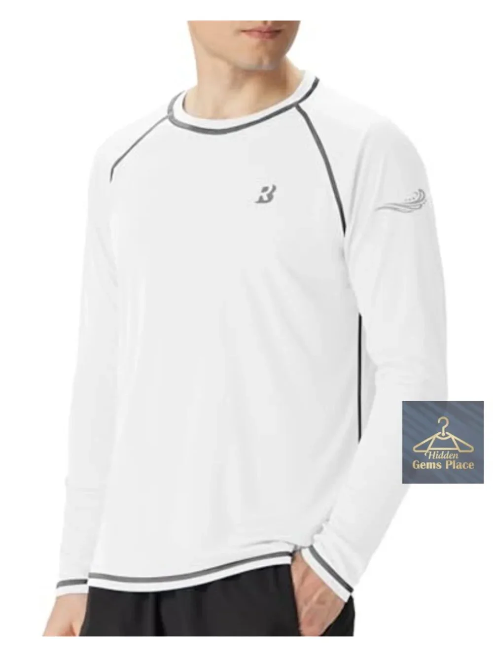 Mens UPF 50+ Long Sleeve Rash Guard Quick-Dry Sun Protection Shirt